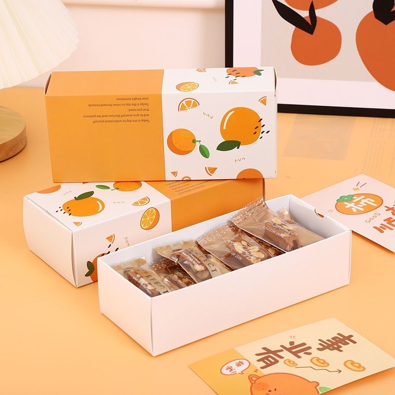 Hộp đựng bánh cookie quả cam,hoa đào