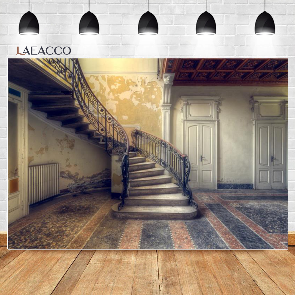 Laeacco Luxury Palace Spiral Staircase Pillar Interior Decor ...