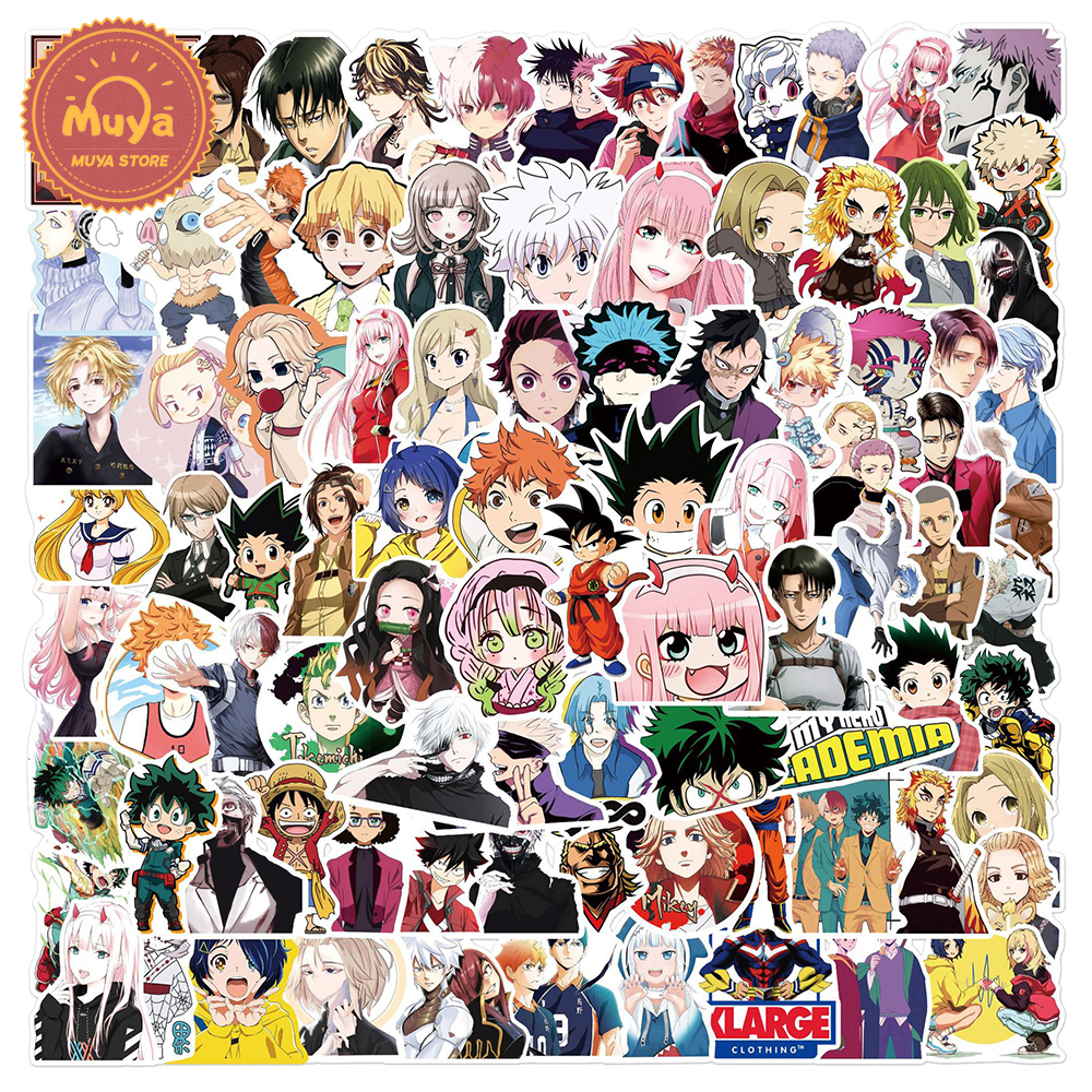 MUYA 100pcs Japanese Anime Collection Stickers Pack Waterproof Vinyl ...