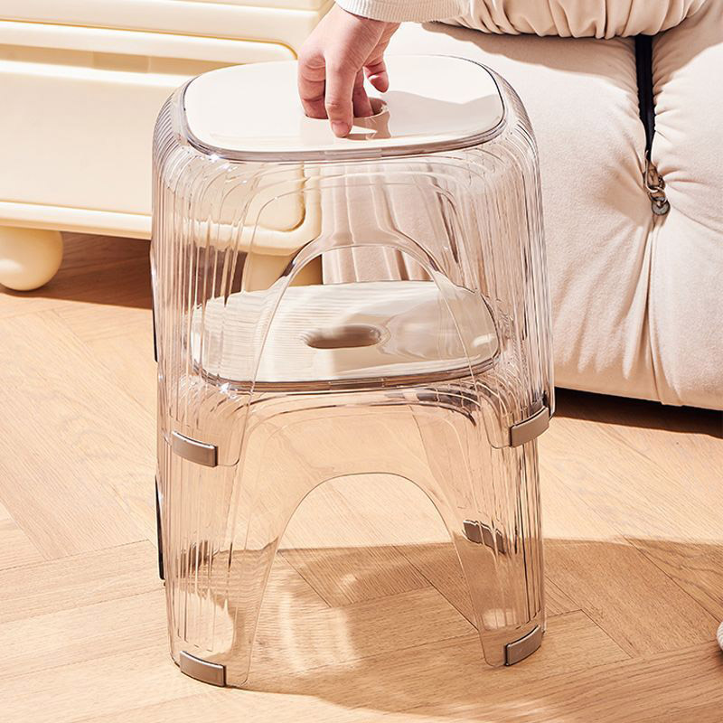 Transparent small stool, household shoe changing stool, children's low stool, home bathroom, bath stool, living room, coffee table, plastic stool
