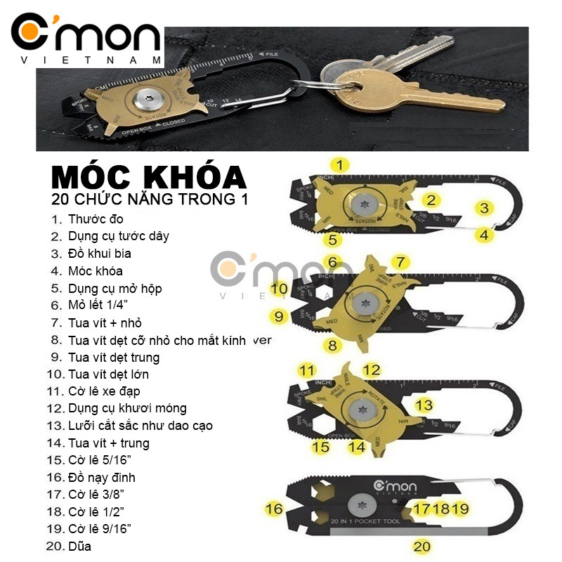 [ HCM ] Móc khoa đa năng 20in1 Có 20 công dụng