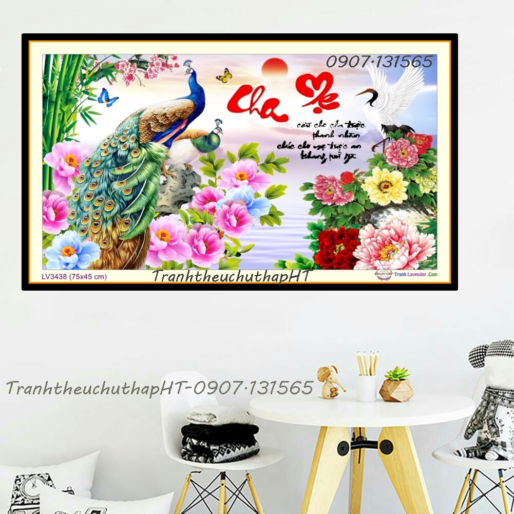 [HCM]Tranh đính đá cha mẹ 100*50cm - tự đính