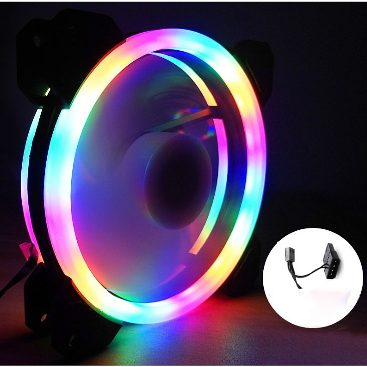 Quạt tản nhiệt Fan led Double Ring 7 màu