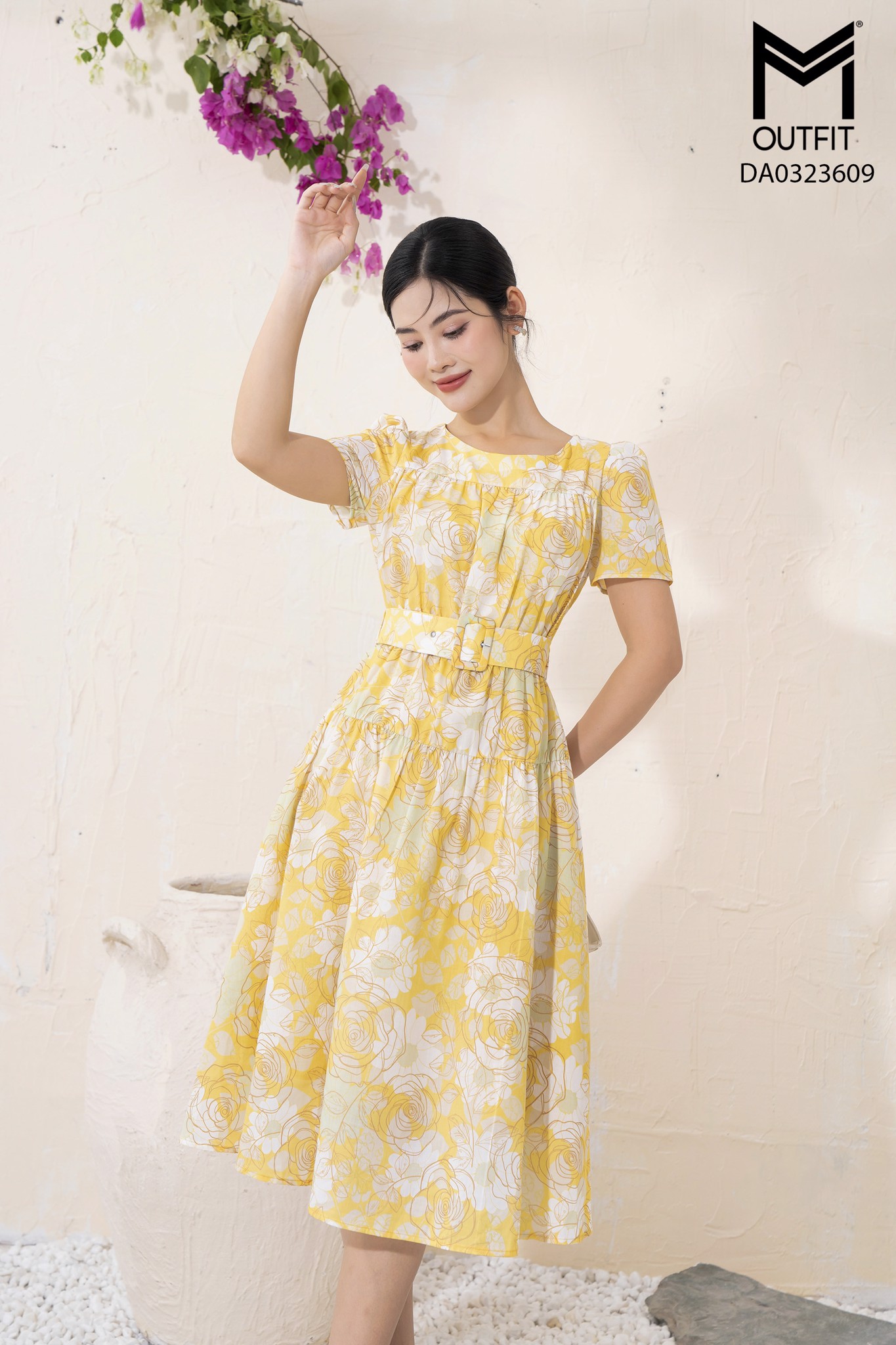 Đầm dáng xòe kèm đai rời