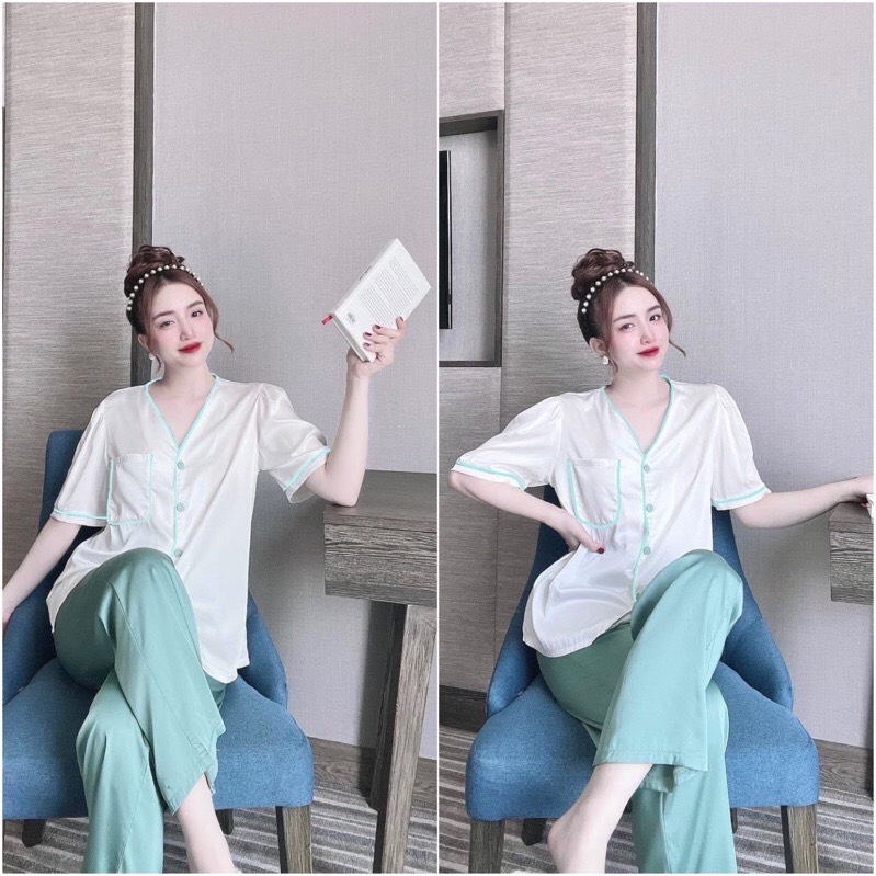 (Bigsize) Đồ Bộ Lụa Latin Tiểu Thư Cao Cấp - Chất vải rũ mượt, cực mát