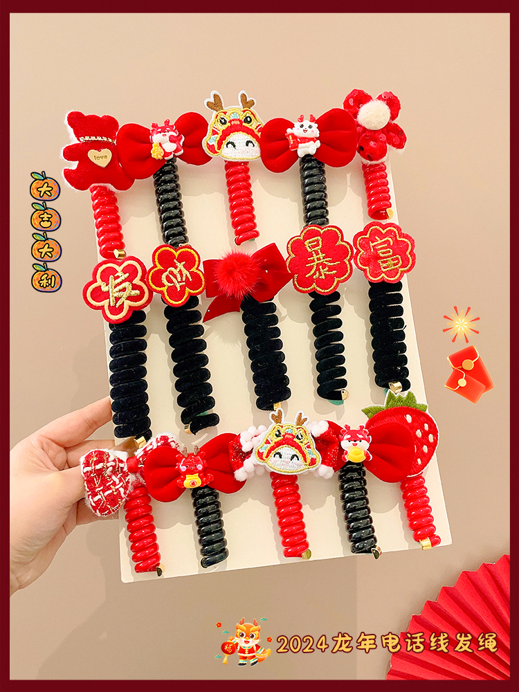 Băng đô cài tóc màu đỏ dễ thương cho bé gái