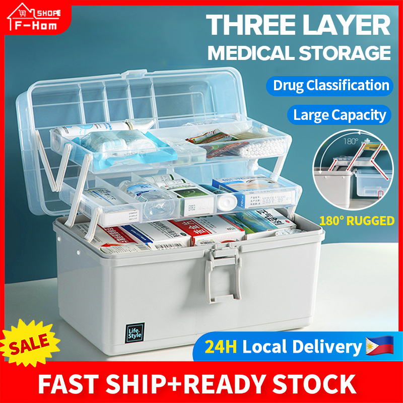 3 Layer Storage Medical Box Large Organizer Multifunctional Medicine Storage  Family Emergency Kit Box with Handle