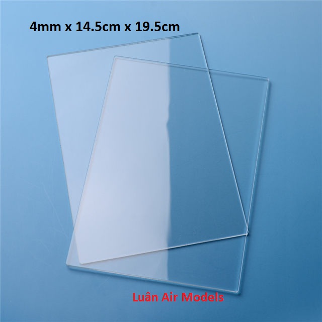 [4mm 14.5x19.5cm] Combo 2 tấm nhựa mica cứng trong suốt làm hồ cá chuồng kính hộp kính kính khung ảnh kính ốp biển số xe chế đồ chơi sáng tạo mô hình thủ công trang trí (VA137x2) - Luân Air Models