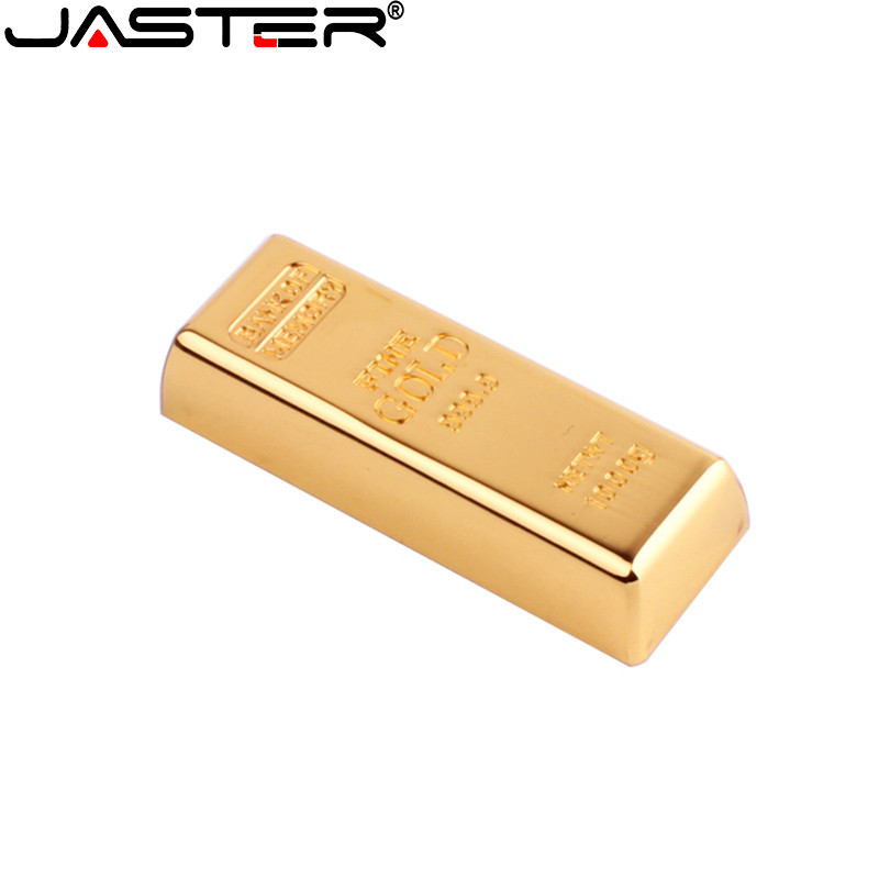 JASTER Gold Bar USB 2.0 Flash Drive 128GB Metal Bullion Cool Creative Gift Pen Drive 64GB Funny Business Gift Memory Stick 32GB. 