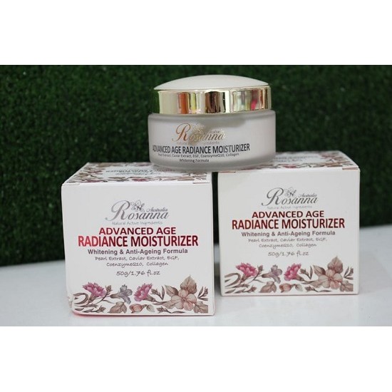Kem dưỡng trắng da và chống lão hóa Rosanna Advanced Age Radiance Moisturizer Whitening & Anti-Ageing Formula 50g từ Úc