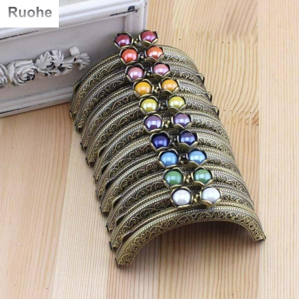 RUOHE Retro Semicircular Lotues Wallet Accessories Craft Bag Handle Kiss