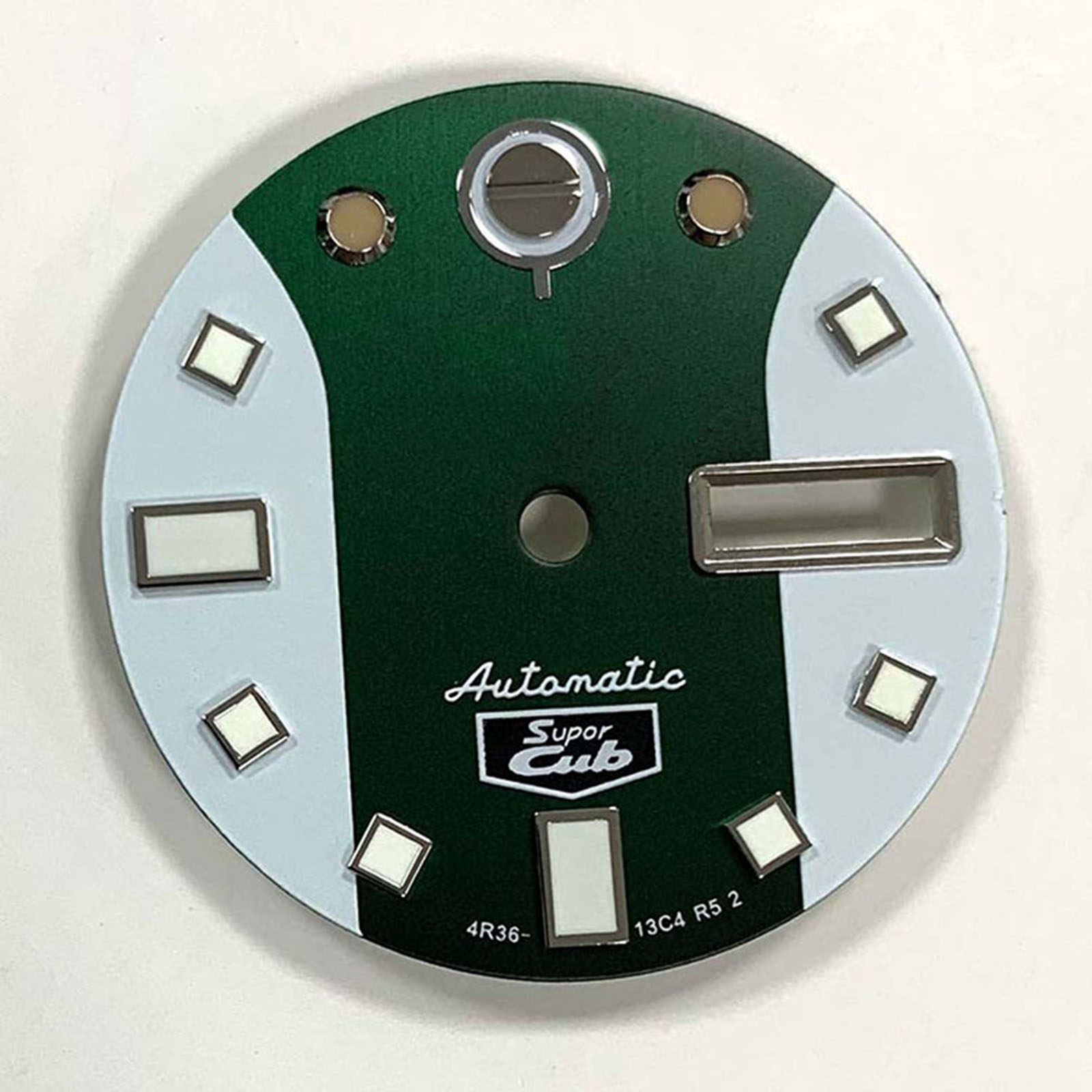 28.5MM Green Luminous Real Studded Two-color Watch Dial Accessories for Japan NH35/NH36 Movement