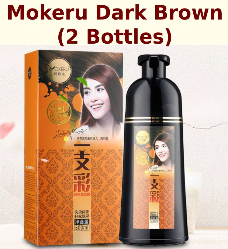 Best Price) 2 Bottles of Mokeru Herbal Extracts Dark Brown Hair Dye Shampoo  | Lazada Singapore