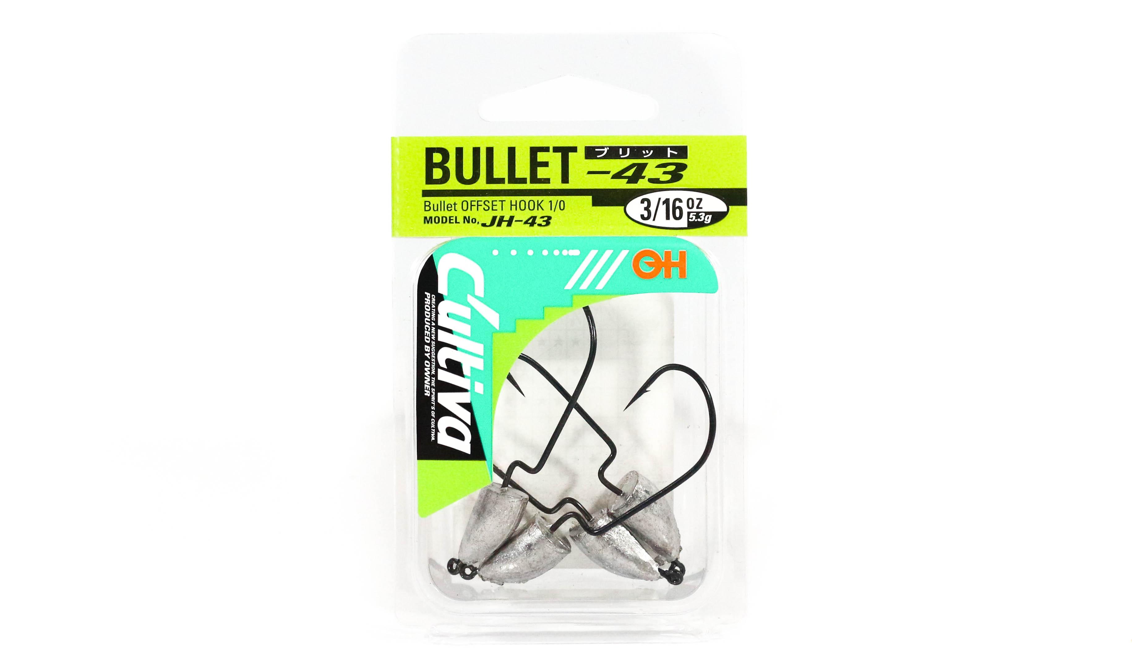 OFFSET JIG HEAD JH 43 OWNER 3/16 OZ 5,3 G HOOK 1/0 AMI PER SILICONICI PESCA BASS 