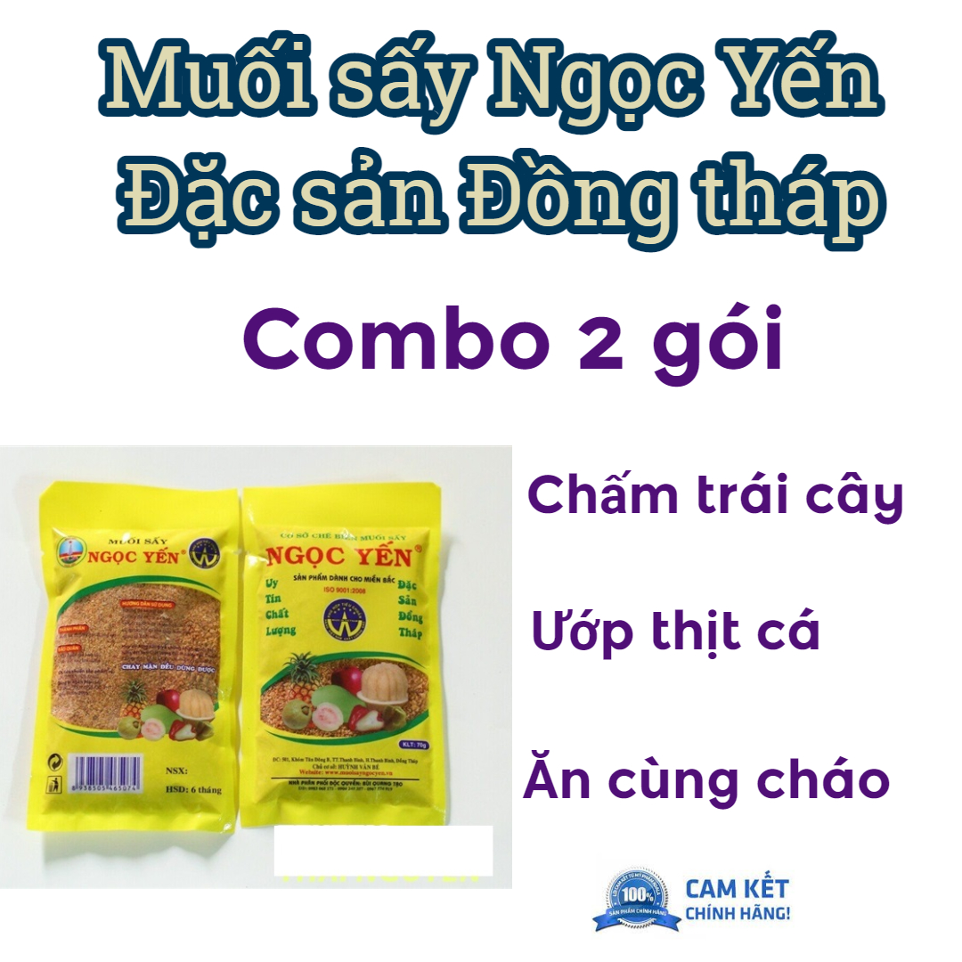 Combo 2 túi Muối sấy Ngọc Yến 70gr đặc sản Đồng Tháp, chấm trái cây thượng hạng, hàng mới.