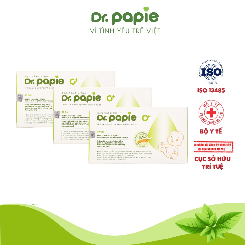 Gạc rơ lưỡi Dr Papie vệ sinh răng miệng cho bé (hộp 30 gói)