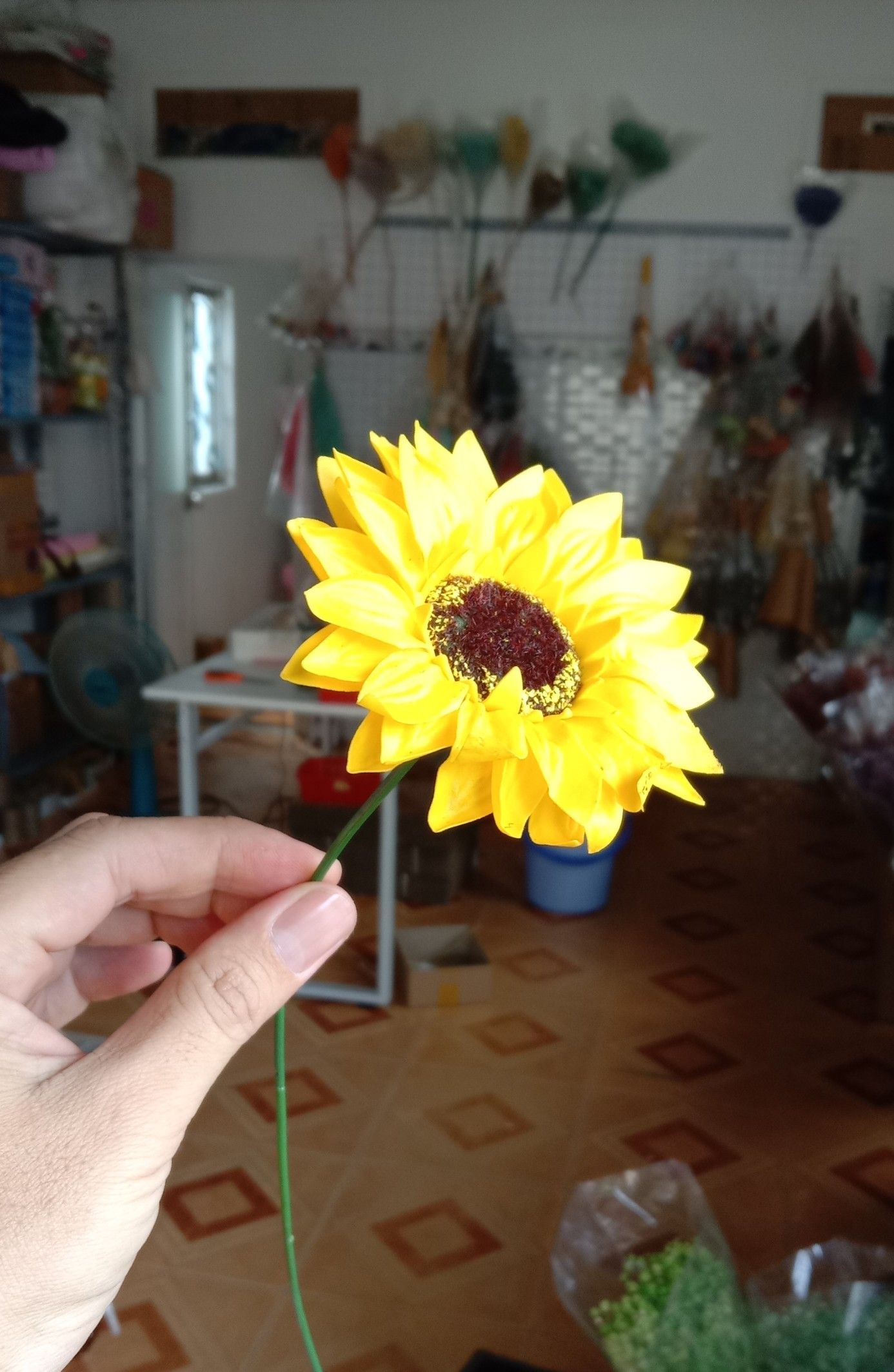 cành hoa hướng dương sáp 1 bông