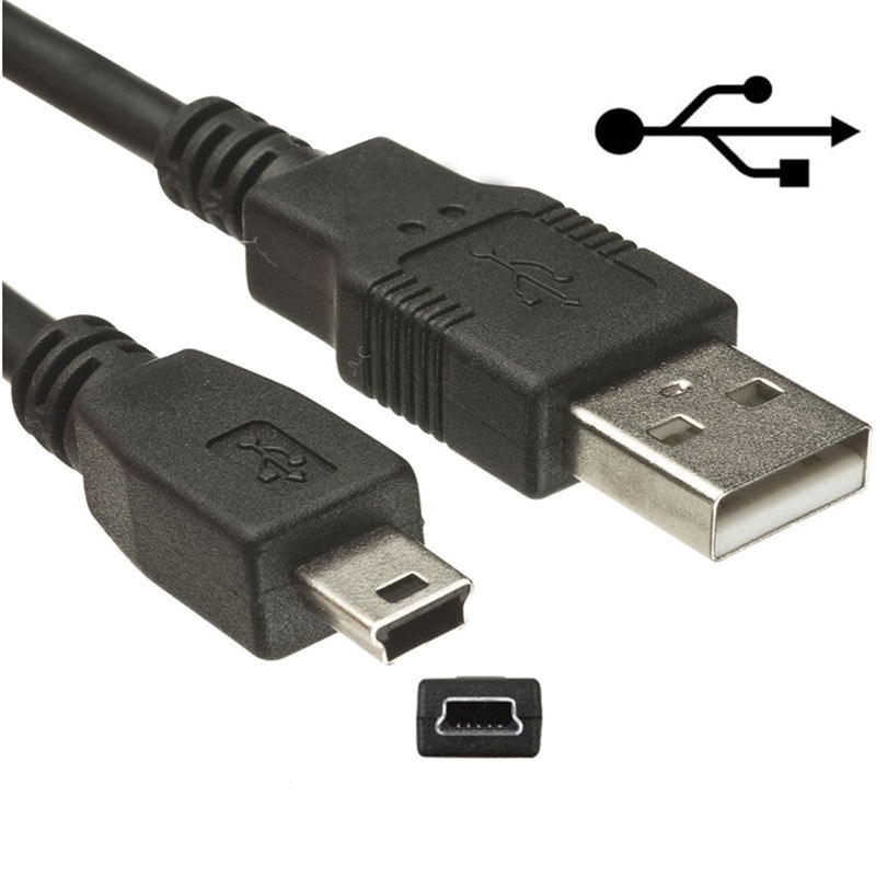Usb 2.0 black 5-pin data charger cable 1.8m for ps3 game wireless controller connect computer play and charge