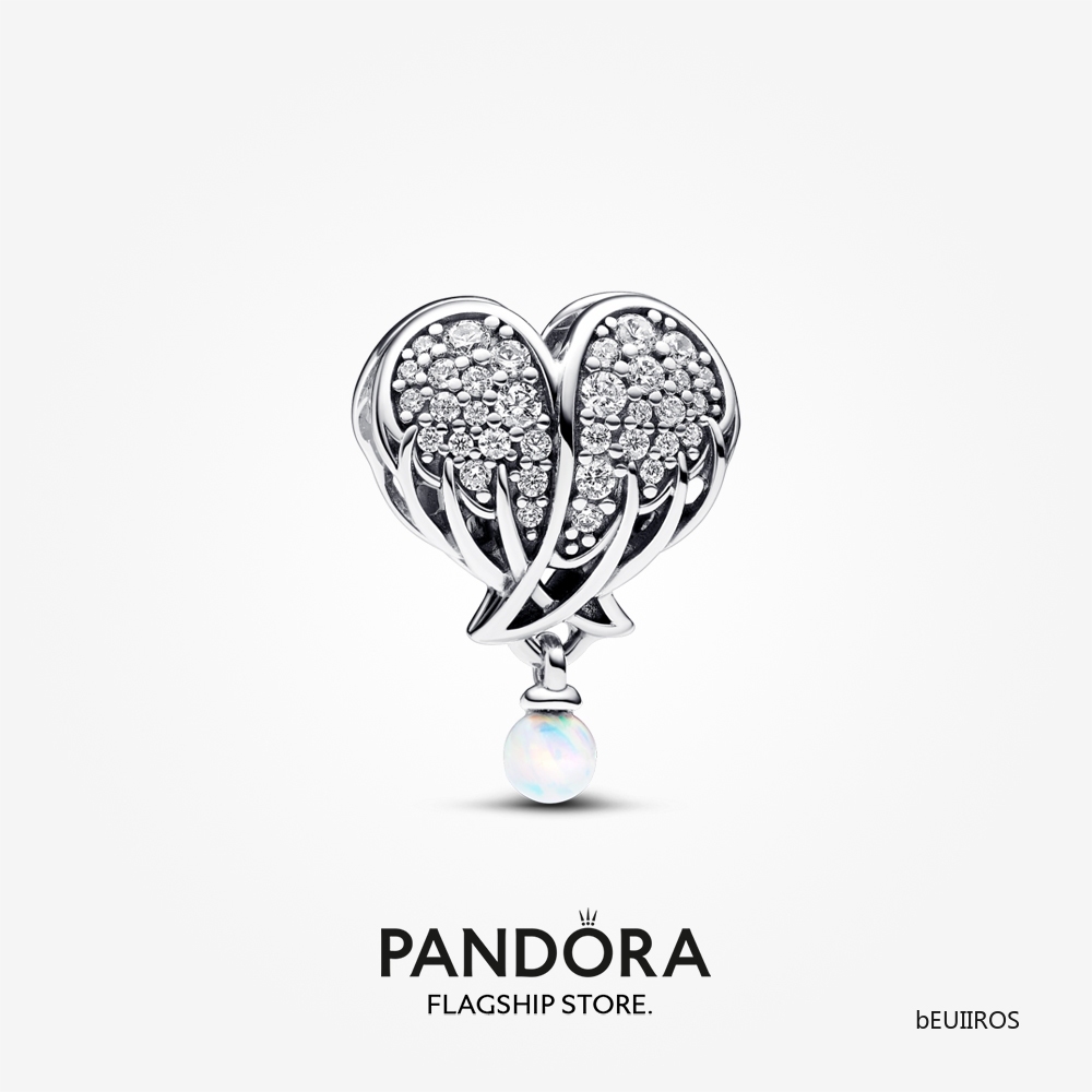 2023 New Pandora Sparkling Angel Wings & Heart Charm
