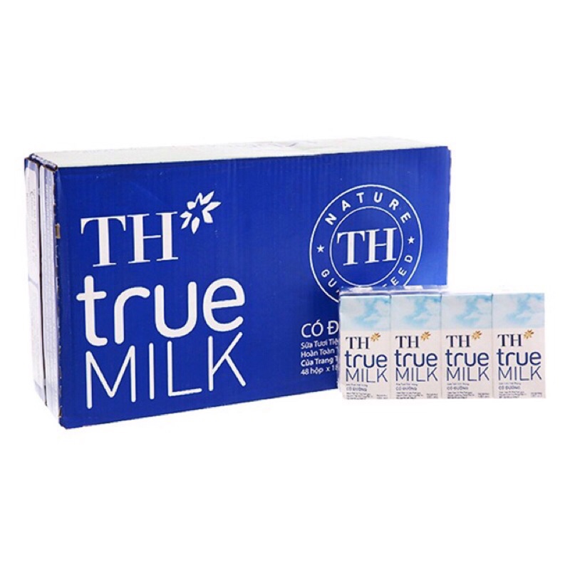 Thùng 48 hộp sữa th truemilk ít đường / có đường / không đường 180ml