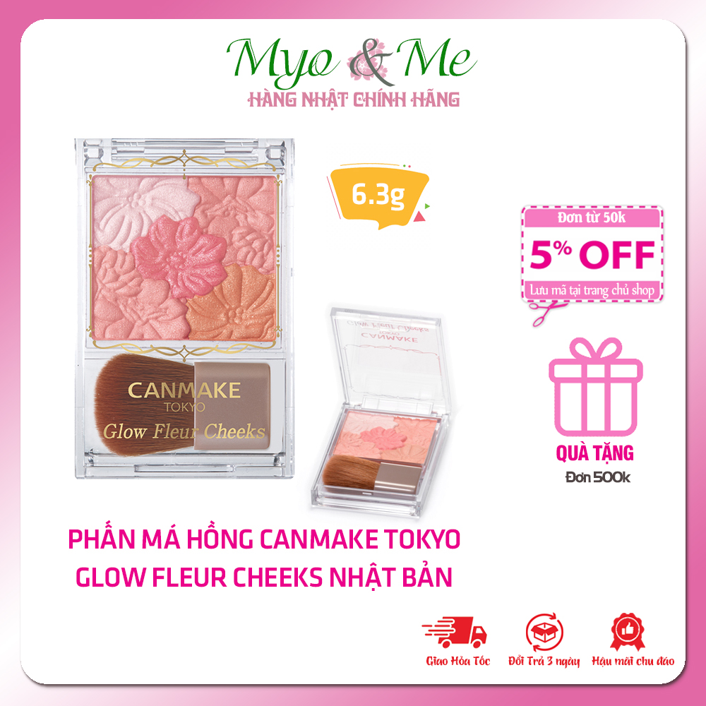 Phấn má hồng Canmake Glow Fleur Cheeks Nhật Bản, có nhũ - 6.3g