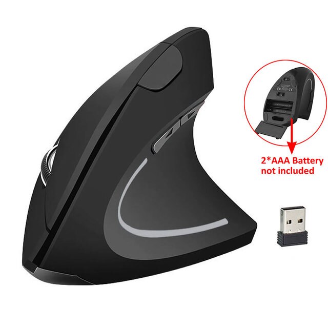 HKXA Wireless Mouse Vertical Gaming Mouse USB Computer Mice Ergonomic Desktop Upright Mouse 1600DPI for PC Laptop Office Home