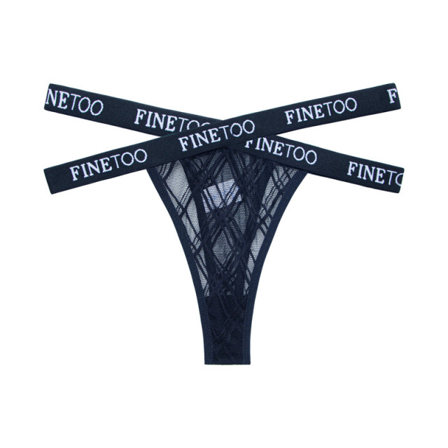 FINETOO Letter Bandage Panty Underwear Women Panties Cross Waistband Pantys Perspective Briefs Intimates Lingerie Sexy Female Panties