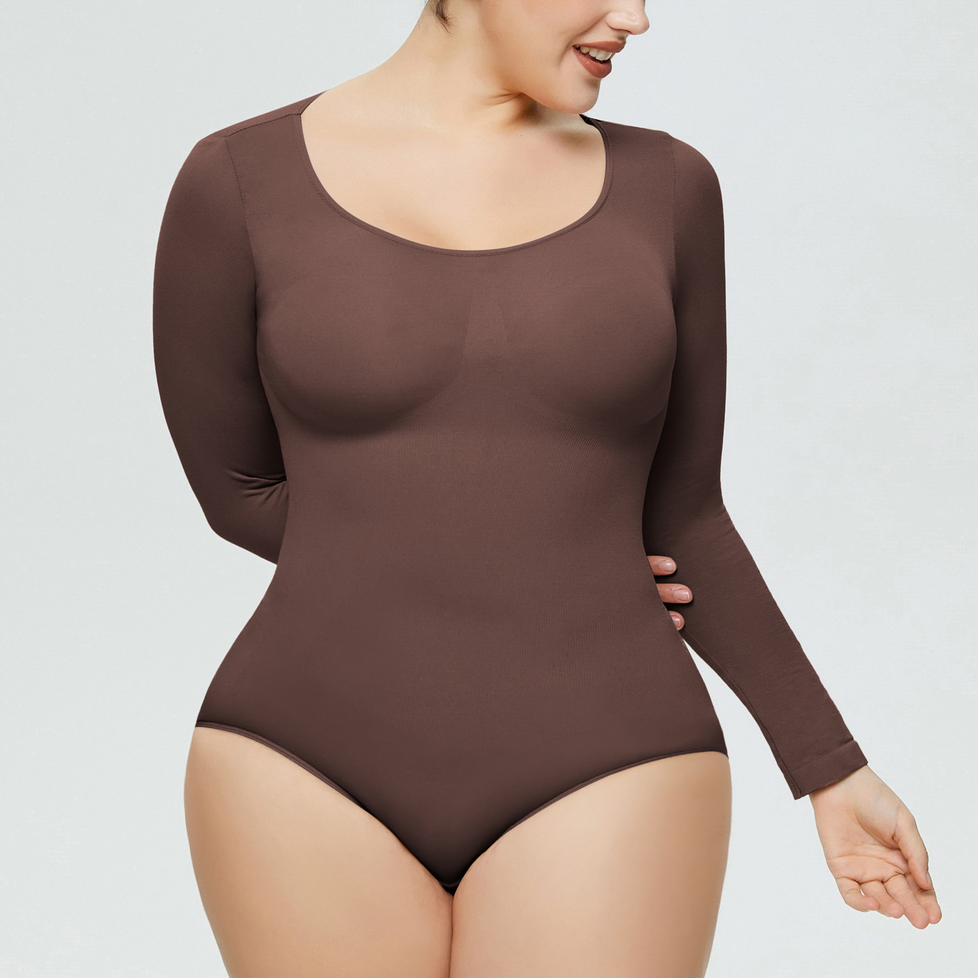 Kdgt áo liền thân âu mỹ áo liền thân nữ áo liền thân áo liền thân áo dài tay body shaper áo định hình liền thân liền mạch hjg