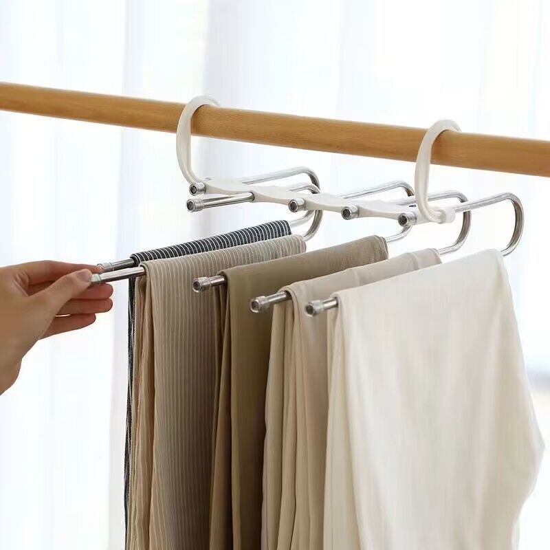 Giá treo quần năm tầng bằng thép không gỉ nhiều chức năng nhiều lớp có thể gập lại chống trượt tủ quần áo giá treo quần ma thuật kẹp quần