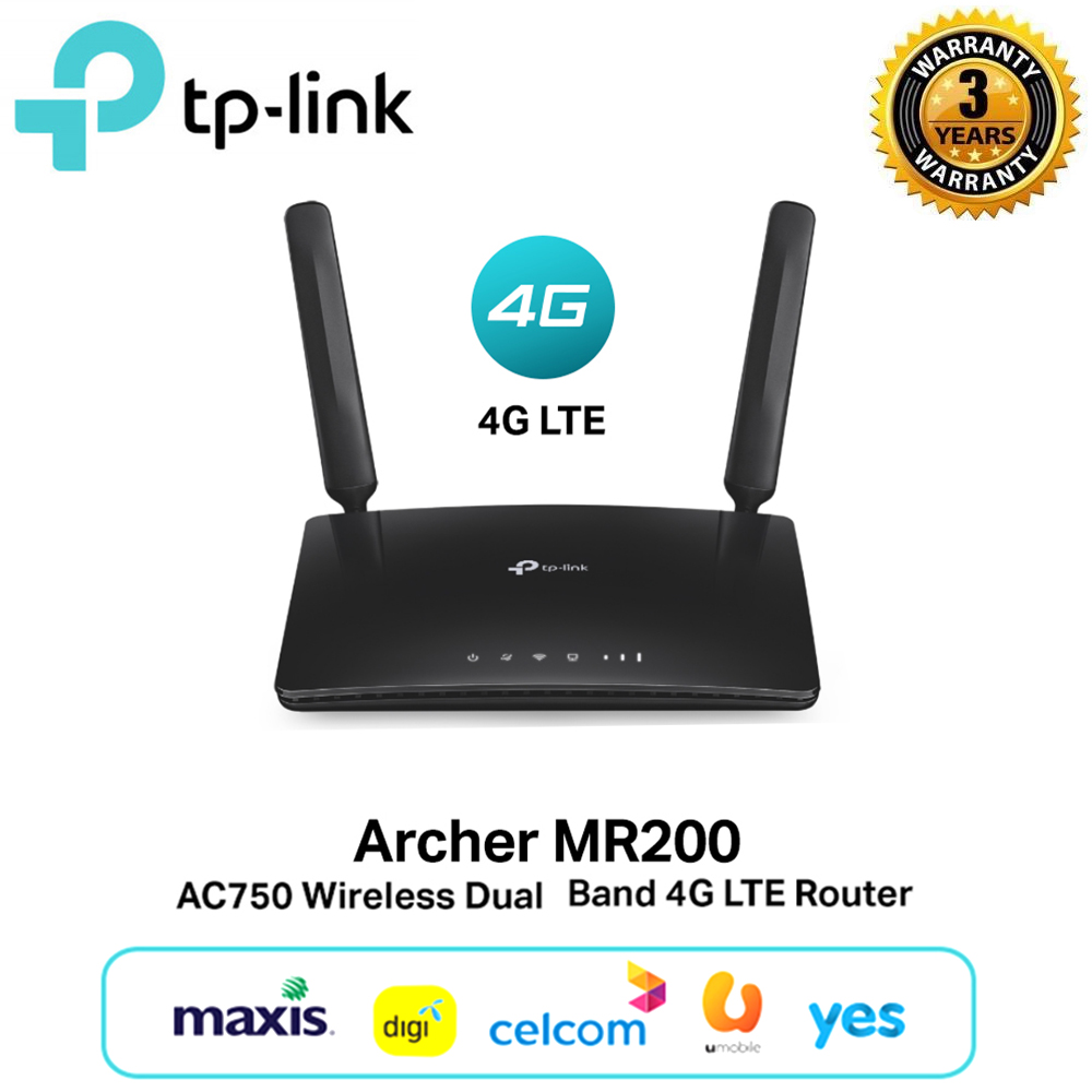 TPLink Archer MR200 4G LTE Router AC750 Wireless Dual band Sim Card