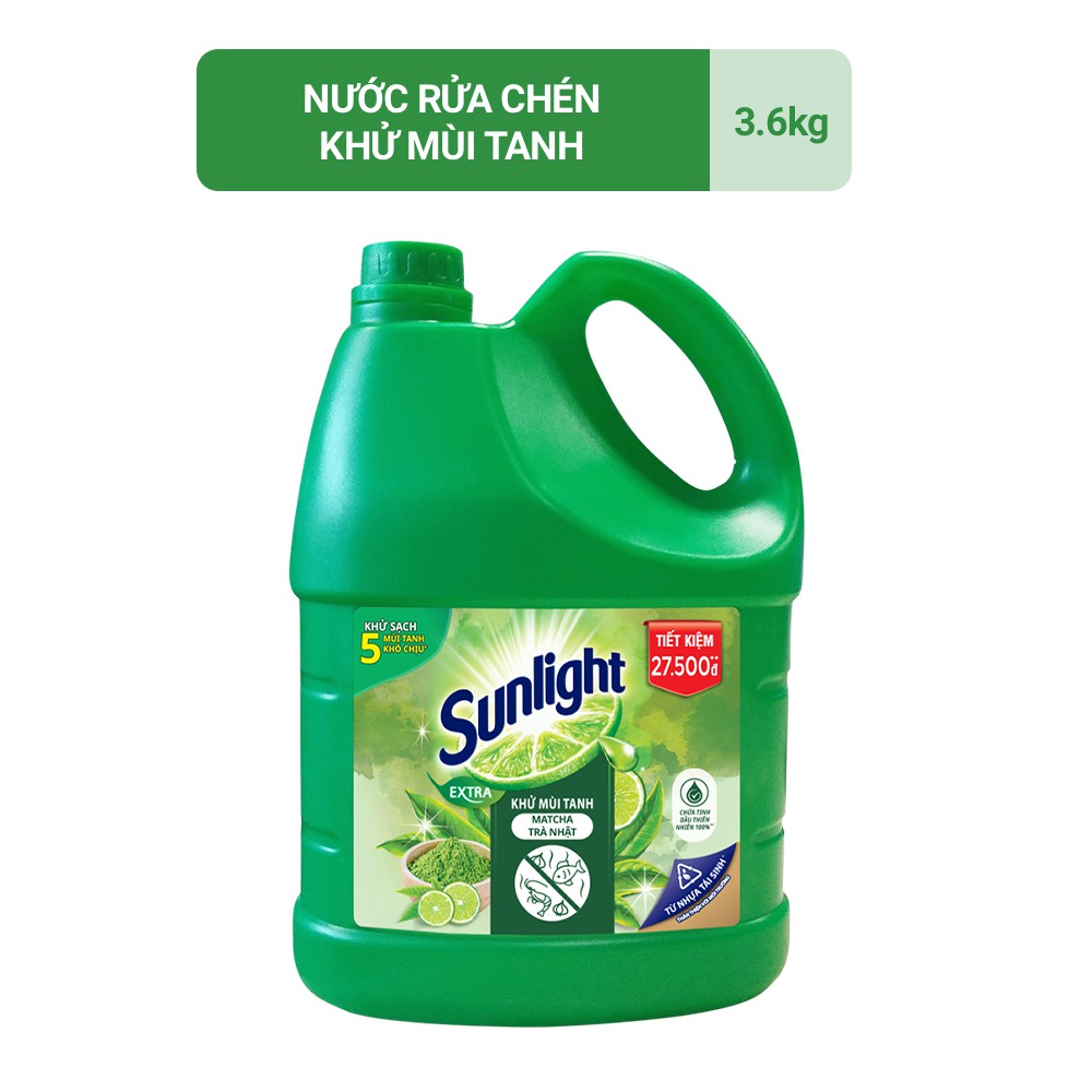Nước rửa chén Sunlight Matcha Trà Nhật Can 3.6kg (MỚI)