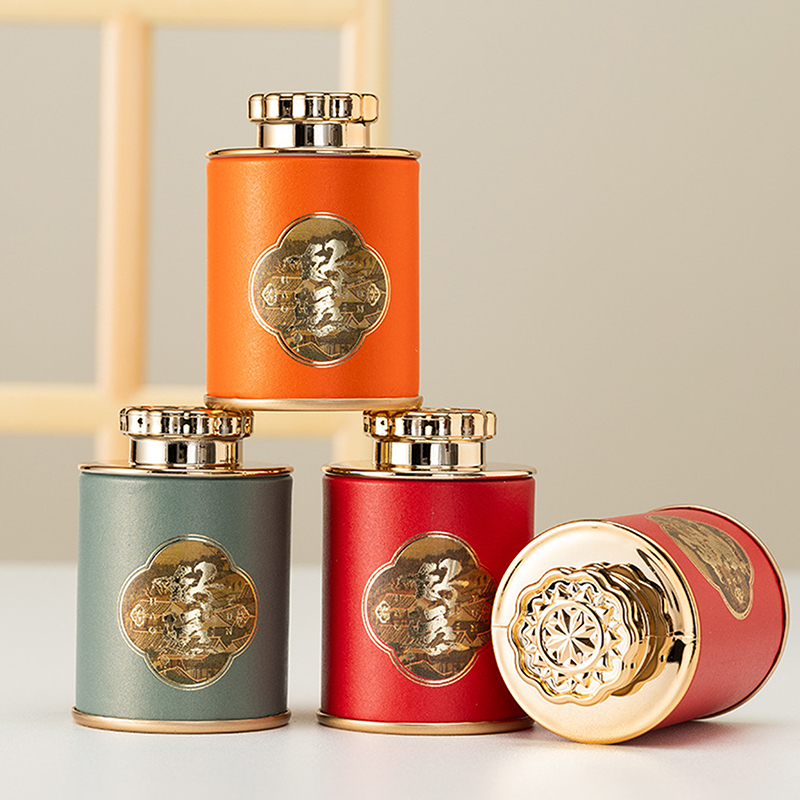 【sought-after】 NEW Dragon Mini Empty Tea Tin Can Household Green Black Tea Sealed Jar Portable Travel Small Tea Packaging Box Paper Storage Can.