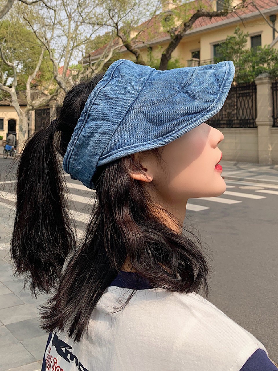 Mũ denim nửa đầu phong cách Hàn Quốc