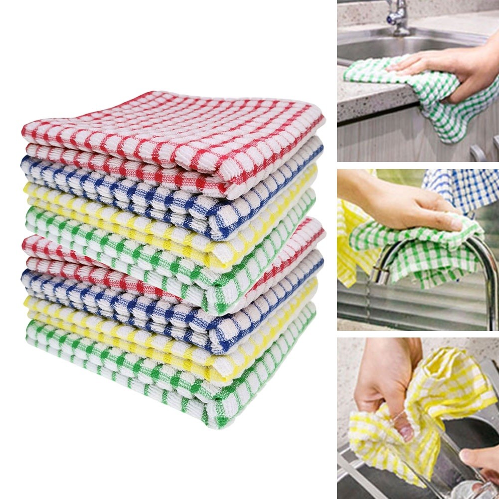 Kitchen Kitchen Towels Yellow 38x69cm 8PCS Absorbent Bar Cloth