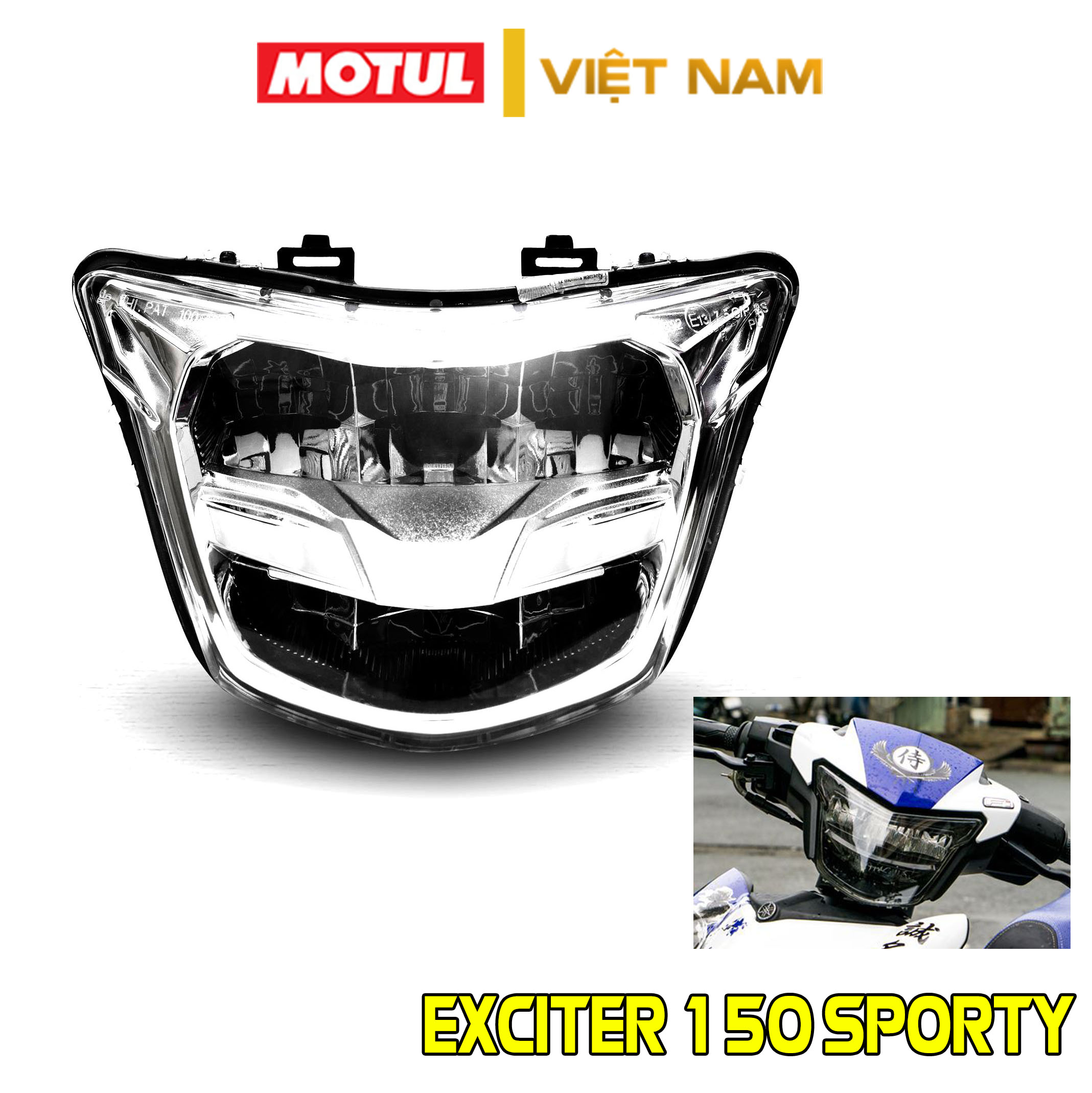 Chóa đèn Exciter 150 Sporty, đèn pha led 2 tầng siêu sáng Zhi.pat chính hãng - bảo hành 2 Năm
