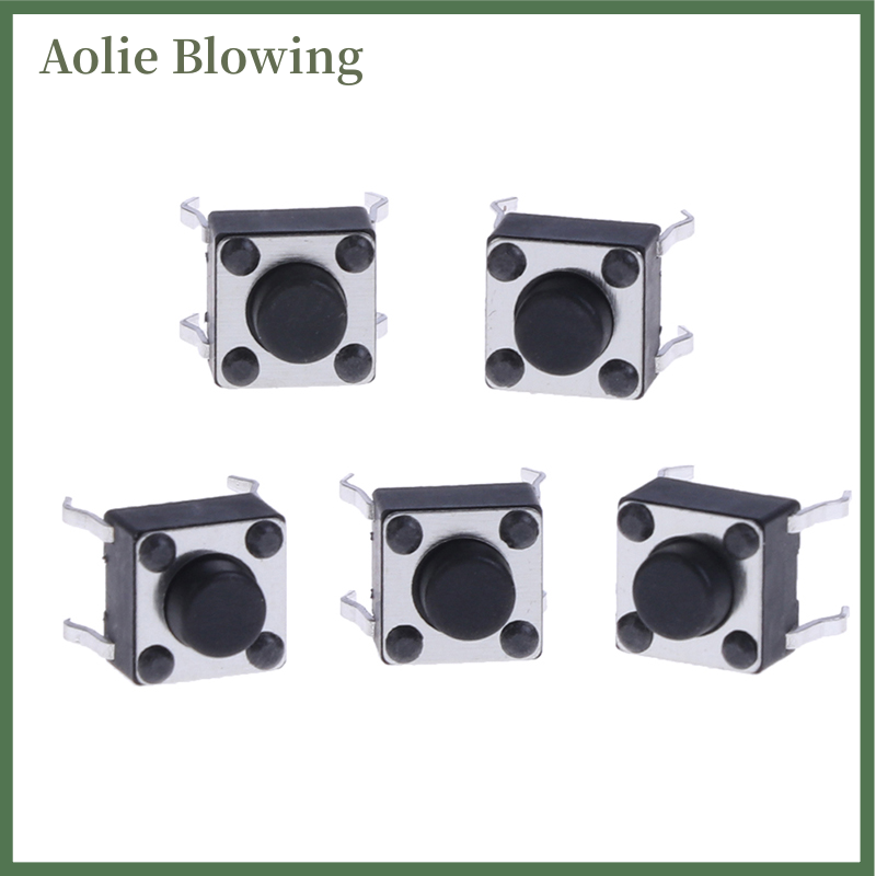 Aolie 20 chiếc công tắc bấm dạng đẩy xúc giác tạm thời siêu nhỏ 6x6x5mm 4 chân tắt