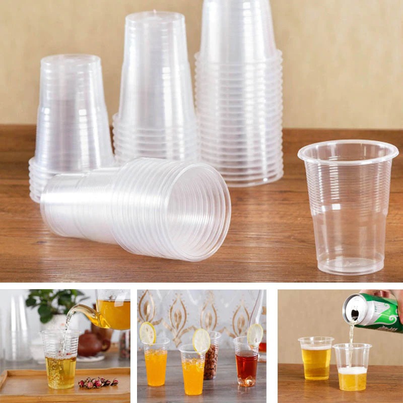 50Pcs Clear Plastic Disposable Cups Party Shot Glasses Jelly Ice