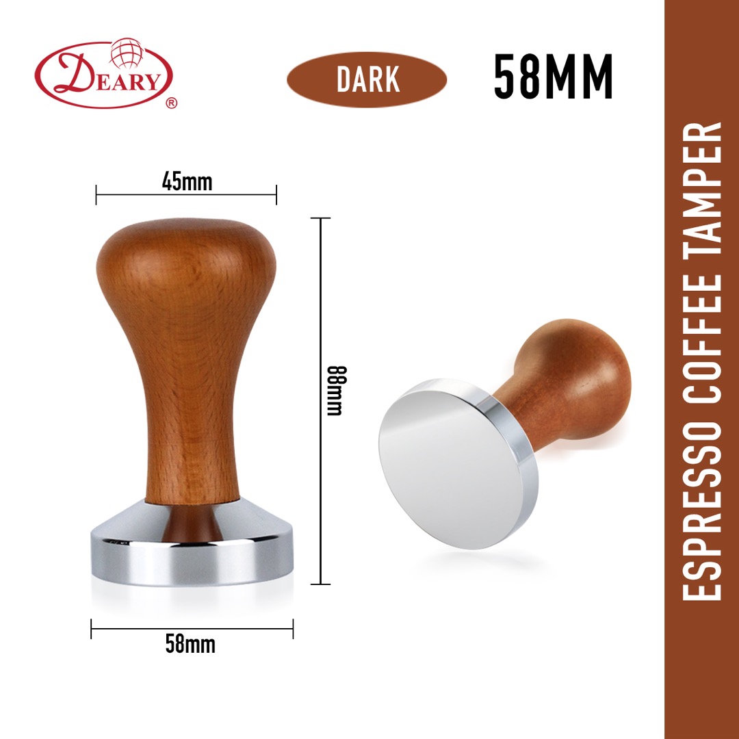 Espresso Coffee Tamper Wood Handle Solid Steel Weight Wooden Handle