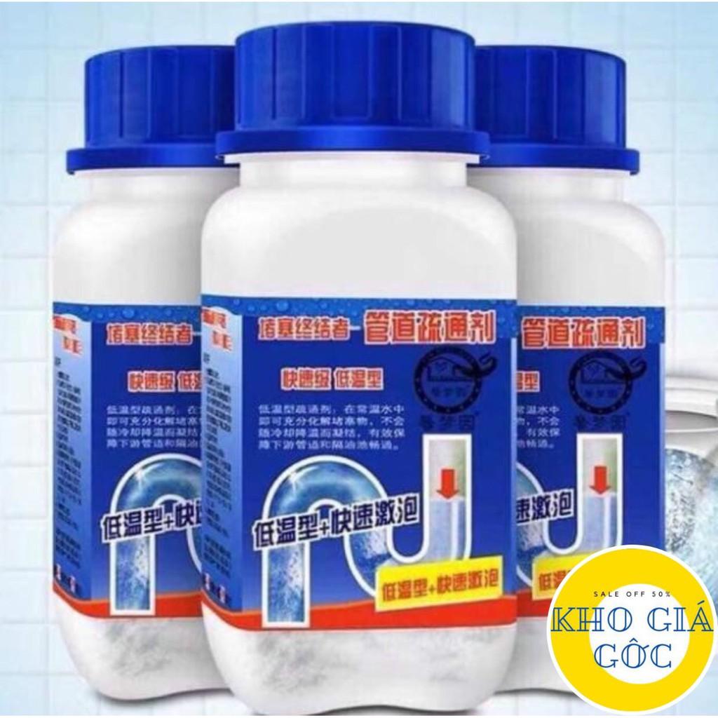 Lọ bột thông tắc cống bồn cầu chai vuông nắp xanh