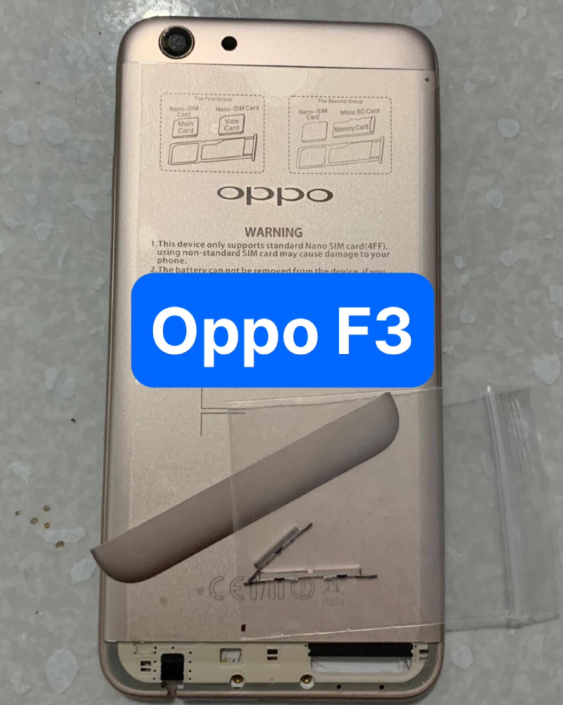 lưng vỏ oppo F3 (zin) kèm khay sim,phím