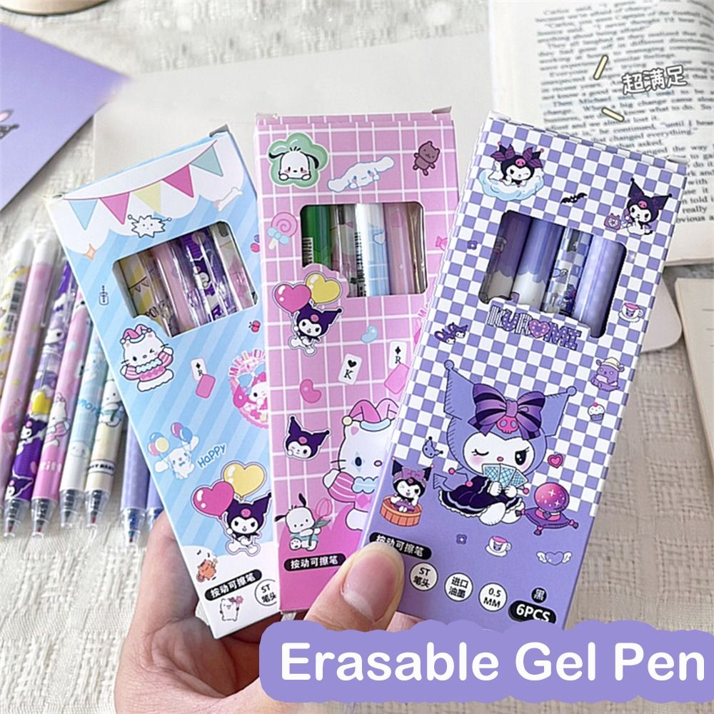 6PCS%20Cute%20Kuromi%20Melody%20Thermal%20Eraser%20Pen%20Blue%20Ink%20Erasable%20Gel%20Pen%20Press%20Aesthetic%200.5mm%20Neutral%20Pen%20School%20Office%20-%20Image%203