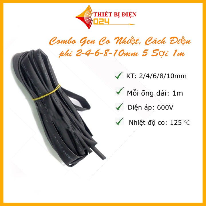 Combo Gen Co Nhiệt, Cách Điện 2/4/6/8/10mm 5 Sợi 1m