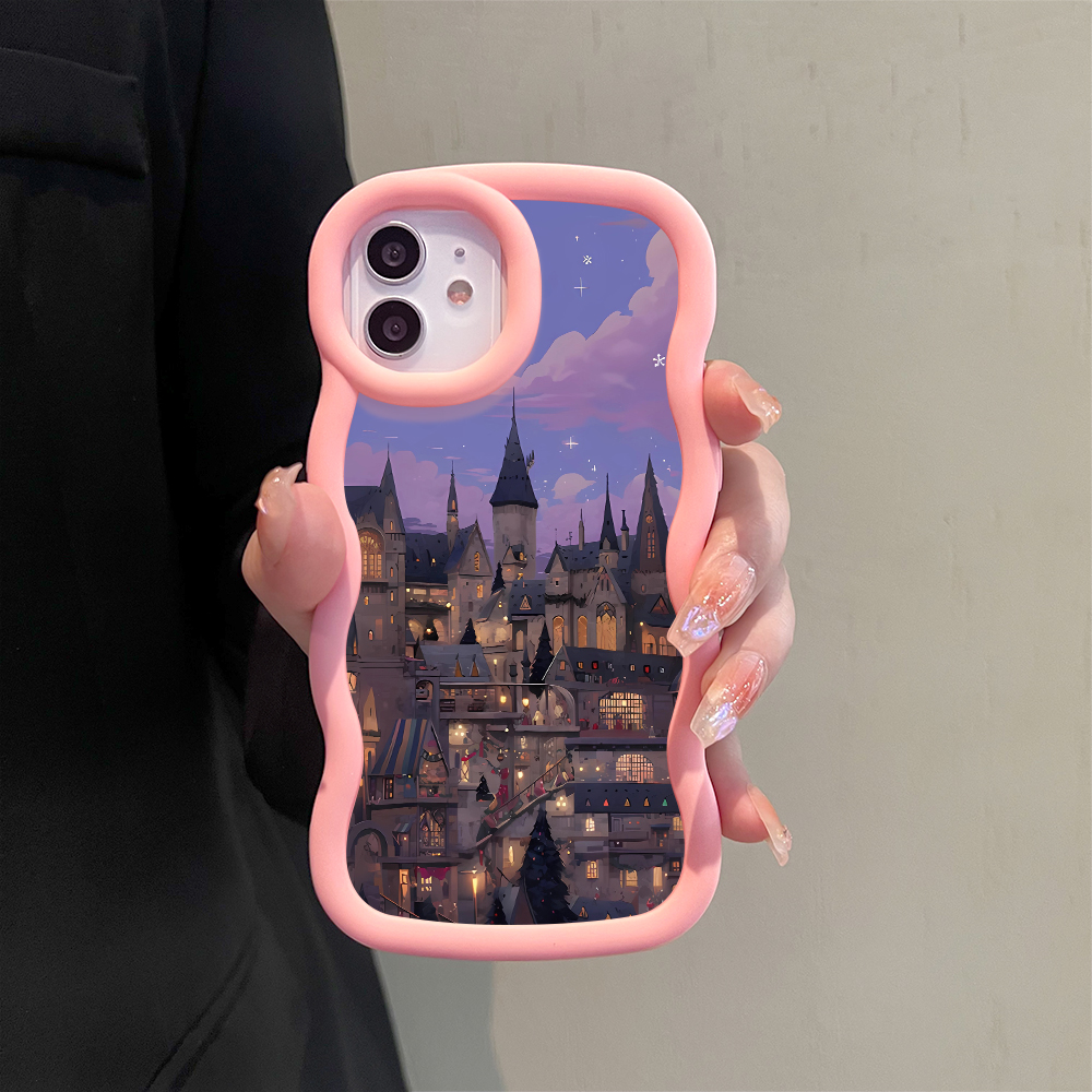 AMORVOR for Realme C15 Back Cover Princess Castle Pattern Luxury Phone Case Macaron Wave Soft Silicone Mobile Cover. 