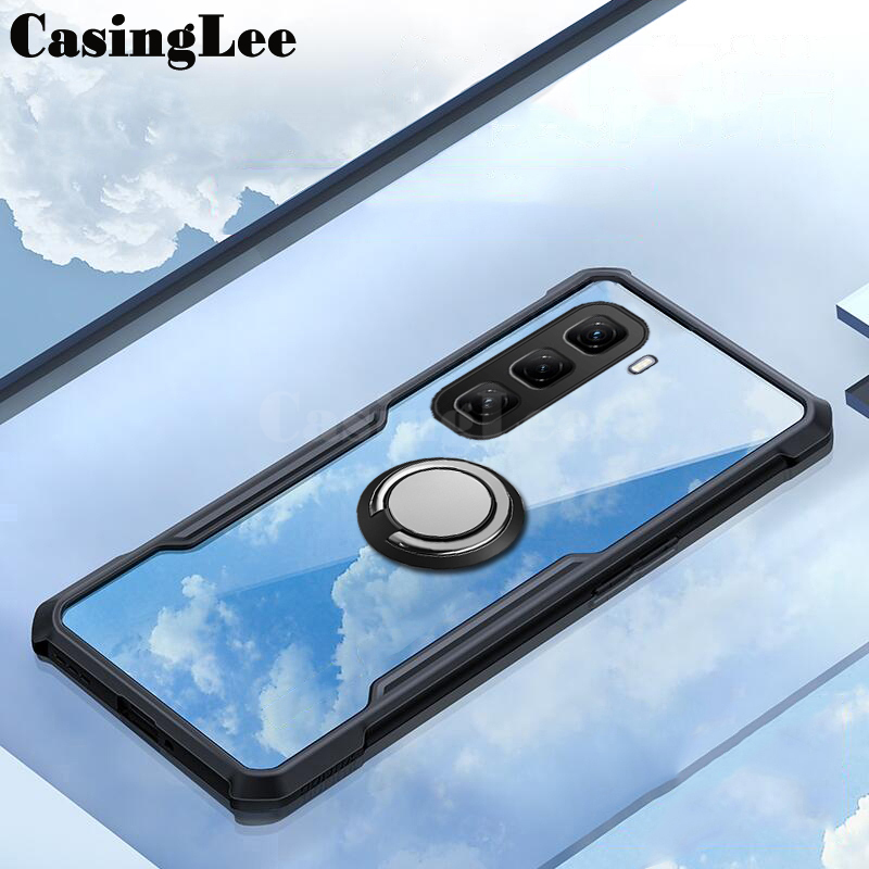 For infinix Hot 50 Pro Plus Case Hard Clear Transparent Shockproof Armor Car Adsorb Holder Ring For infinix Hot 50 Pro + Back cover Phone Cases