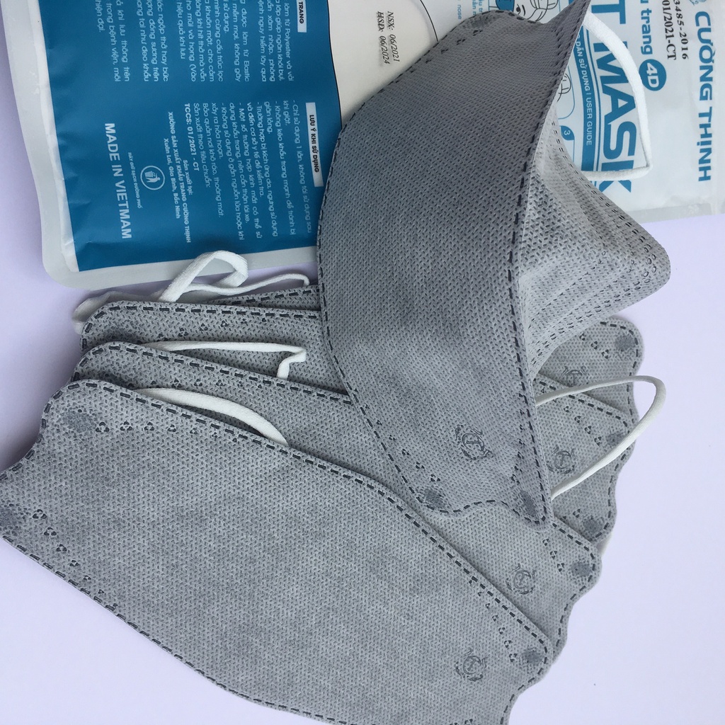 (túi 10c) Khẩu Trang y tế 4D mask KF94 màu XÁM
