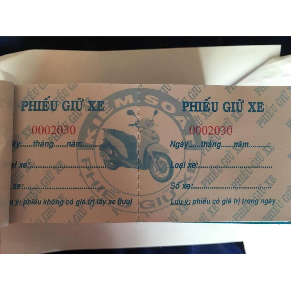 Phiếu Giữ Xe Có Số Thứ Tự 7x16 (100 tờ) - Cùi Gửi Xe Có Số