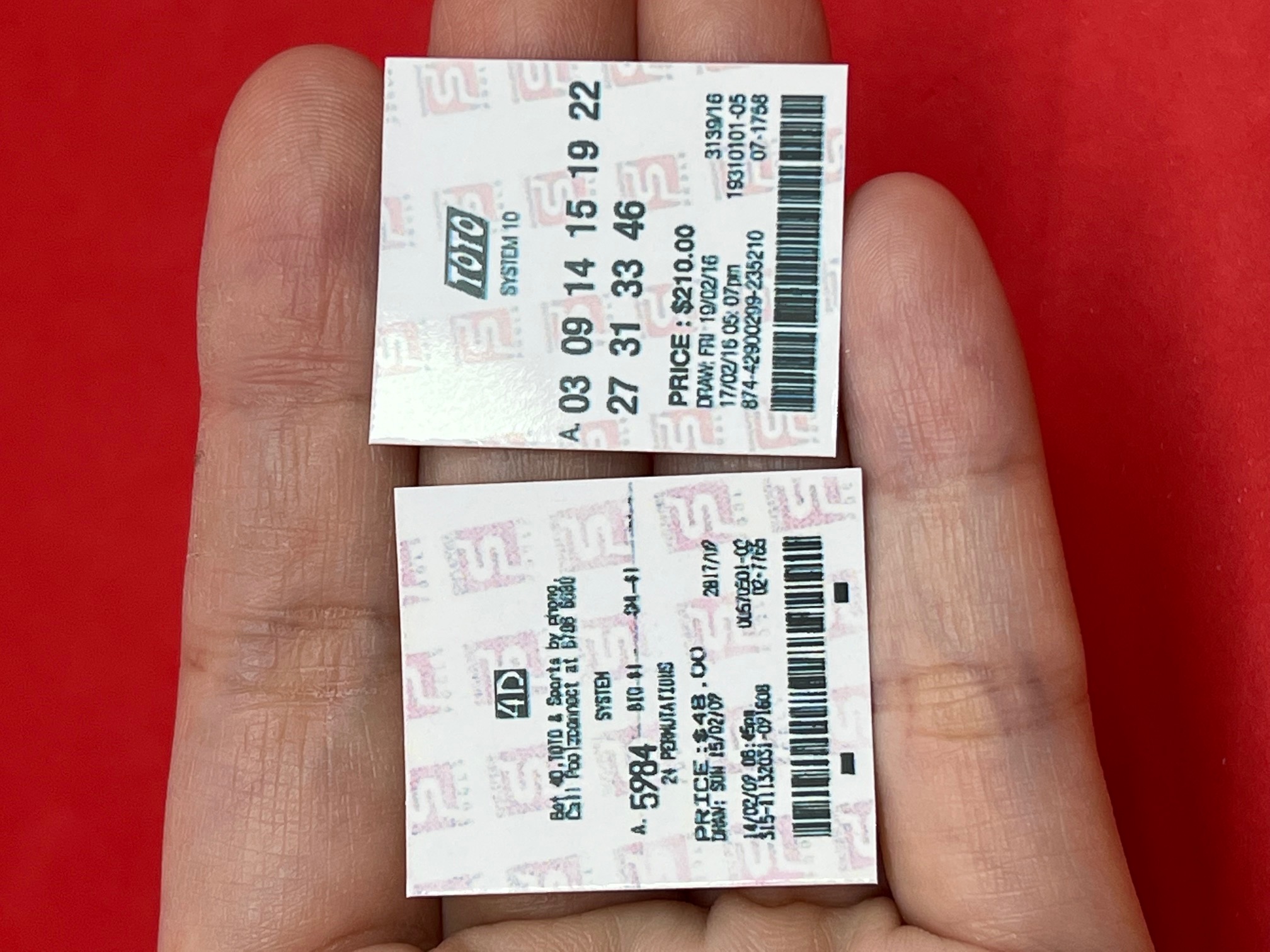 NOT REAL) Handmade Miniature Singapore Lottery Ticket, 4D and Toto, draws,  Paper printed, 2 pcs, No monetary value, No Choosing number, Version 2 |  Lazada Singapore