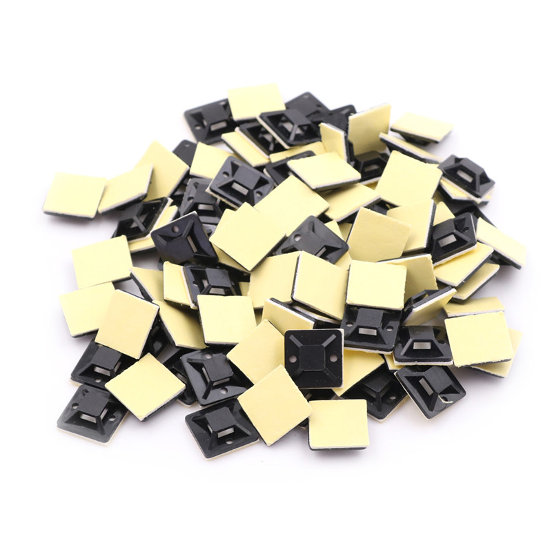 100 Pcs Self Adhesive Cable Tie Mount Base Holder 20 x 20 x 6mm.