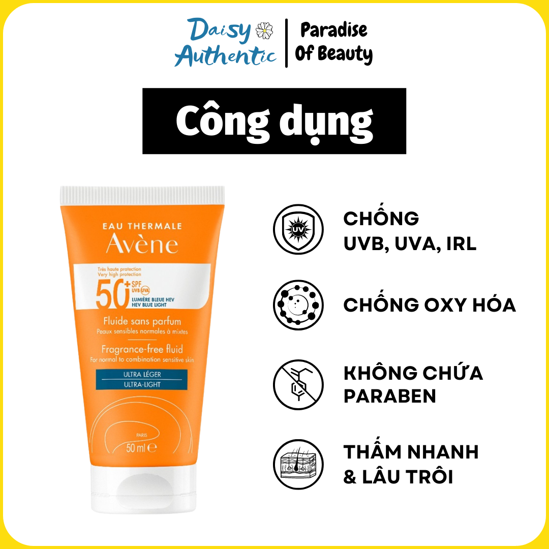 Kem Chống Nắng Avene Dry Touch Antioxidant Complex Fluide SPF 50+