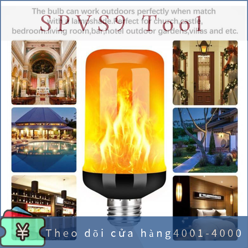 SPVS9 1 chiếc bóng đèn LED hiệu ứng Ngọn lửa đèn nhấp nháy tự nhiên mô phỏng E27 trang trí